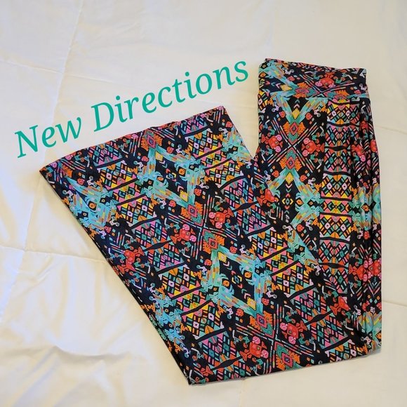 New Directions silky colorful goucho wide leg palazzo pants w/pockets sz: S - Picture 1 of 5